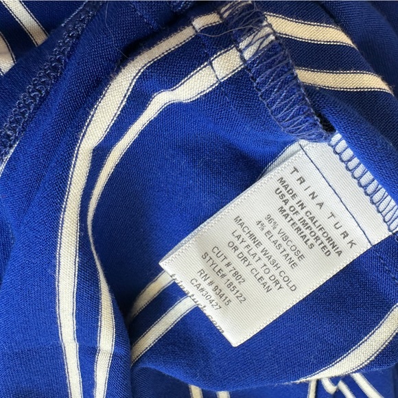 Trina Turk blue white stripe one shoulder flowy summer top S fits some M - Picture 12 of 14